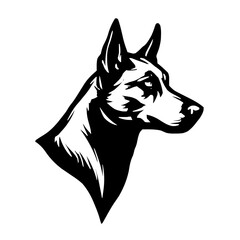 Elegant Police Dog Emblem with Delicate Vector Lines and Sleek Black Contours on Immaculate White Backdrop