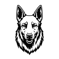 Elegant Police Dog Emblem with Delicate Vector Lines and Sleek Black Contours on Immaculate White Backdrop