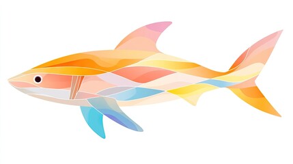 Colorful abstract depiction of a shark.