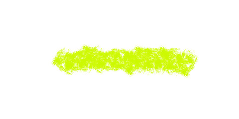 Neon yellow crayon scribble brushstroke in bright hand-drawn style isolated on white background, bold highlight stripe for underline, motion graphics, or abstract design elements

