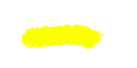 Bright yellow scribble brushstroke in crayon texture style isolated on white background, expressive hand-drawn highlight or underline for graphic design or motion use

