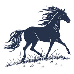 Obraz premium Running horse silhouette vector illustration