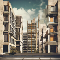 Polaroid Style Photomontage of Modern Architecture