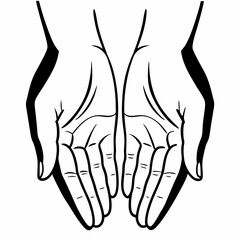 Open Hands Line Art Illustration