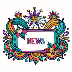 Decorative News Banner – Doodle Style Headline Frame Vector