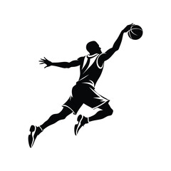 "Basketball Player Slam Dunk Silhouette Vector Design"