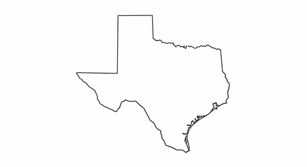 Fototapeta premium Outline Map of Texas with State Borders and Coastline