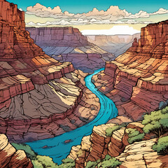 Manga-Style Grand Canyon Rotoscope Artwork