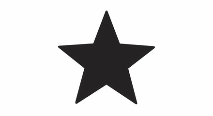 Black Five-pointed Star Icon on White Background for Graphic Design