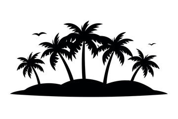 coconut and Palm Tree Silhouette Vector Set – Tropical Beach and Island Nature Illustrations