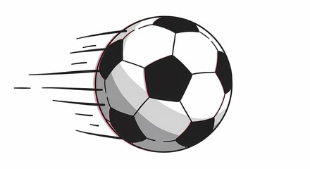 Dynamic Black and White Soccer Ball in Motion Illustration