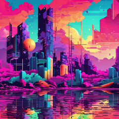 Spray Paint Pixelated Landscape: Motion Graphics Art
