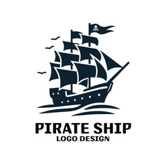 Pirate Ship Vector Logo Design
