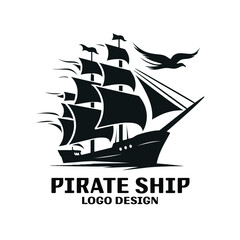 Pirate Ship Vector Logo Design