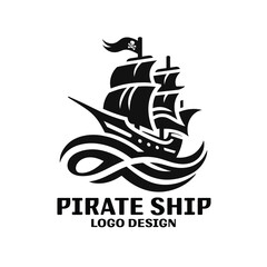 Pirate Ship Vector Logo Design