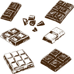 set of grunge vector chocolate bars