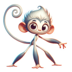Playful Monkey: A charming animated monkey with big eyes and a whimsical appearance strikes a pose, exuding playfulness and joy.