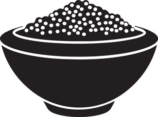 a bowl of quinoa silhouette, black and white silhouette, vector and illustration