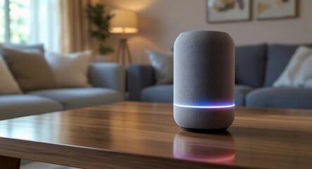 Smart Speaker on Coffee Table in Living Room