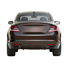Naklejka premium Chocolate Color Car Back View Isolated on Pure White Background