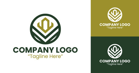 Dynamic Shape Gold and Dark Green Logo Design for Modern Business Branding and Identity