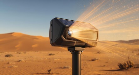 Solar Powered Speaker in Desert Landscape