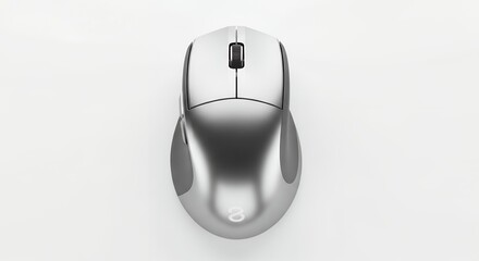 Wireless Ergonomic Computer Mouse Silver Design Top View