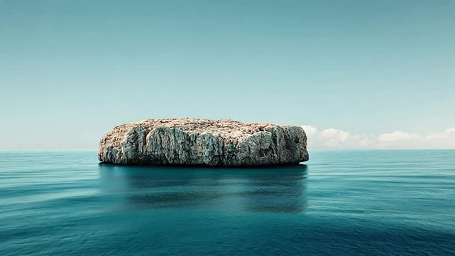 Rocky islet in placid water