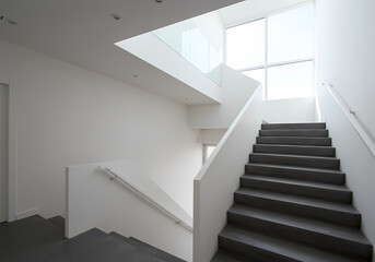 Fototapeta premium Modern Minimalist Staircase Design: Interior Architecture Inspiration
