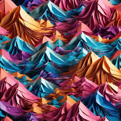 Shallow Depth of Field Origami Ocean in Glitch Art Style