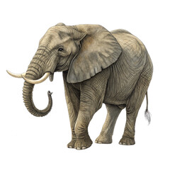 Obraz premium African Elephant Watercolor Illustration, Isolated on Transparent Background, African elephant, watercolor painting, wildlife