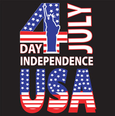USA Independence Day t shirt design silhouette vector art illustration, American flag with text