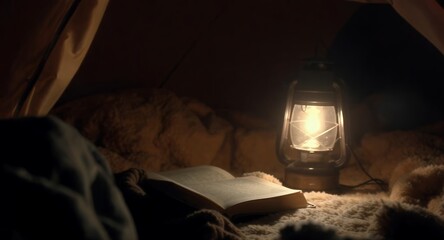 Cozy Camping Night Book and Lantern Light