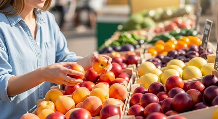 Fresh Nectarines and Peaches at Farmers Market