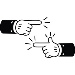 Hand Pointing Gestures Simple Black and White Illustration