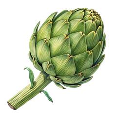 Obraz premium Botanical Illustration of Artichoke, Watercolor Style, Isolated on Transparent Background, artichoke, illustration, watercolor