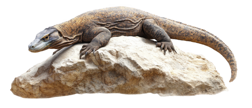 Lizard cutout on rock transparent background wildlife imagery nature close-up view unique concept