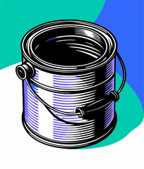 Empty Paint Can Illustration, Retro Style, Home Improvement