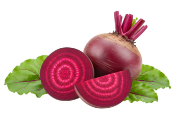Fresh Beetroot with Leaves, Whole and Sliced, isolated on white or transparent background. PNG, Healthy Food, Red Beet, beetroot, vegetable, food