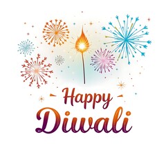 Festive happy diwali greeting with sparkler and fireworks celebrating the indian festival of lights