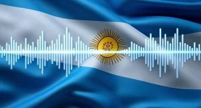 Argentina flag with sound wave design element