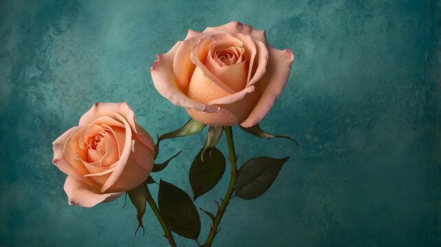 Roses on a turquoise background