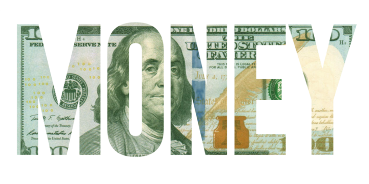 Bold Typography Design with US Dollar Texture MONEY Text Overlay with Hundred Dollar Bill Background