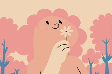 girl with pink flower