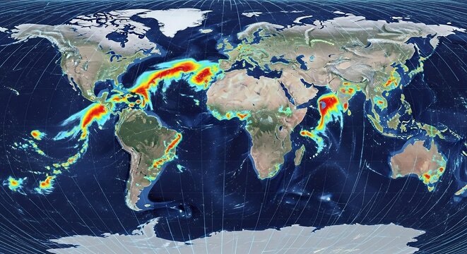 Global business and travel concepts illustrated with a blue world map on a sphere, representing continents like Europe, Asia, and America - Powered by Adobe