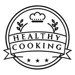 silhouette Healthy cooking logo on white background