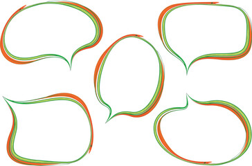 orange green colorful speech bubbles shapes set