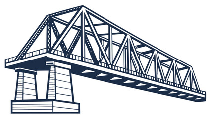 Fototapeta premium Detailed Illustration of a Steel Truss Bridge Structure.