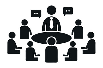 Business Icon Silhouette Vector Set – Office, Finance, Teamwork, and Strategy Symbols