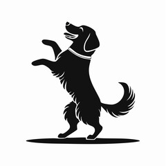 Black and white Golden Retriever Dog Dancing Vector image isolated on white background.
